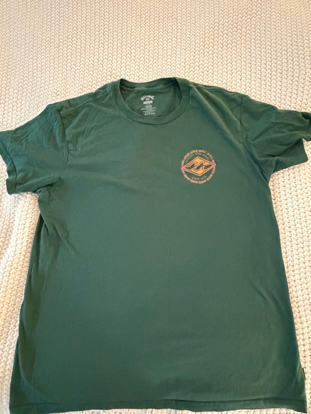 Billabong Forest Green Short Sleeve Tee with Orange Chest Logo